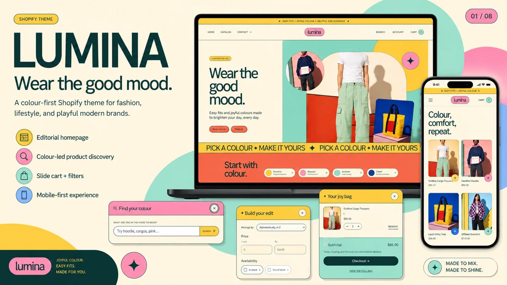 Lumina — Colorful Streetwear Shopify Theme for Graphic Clothing