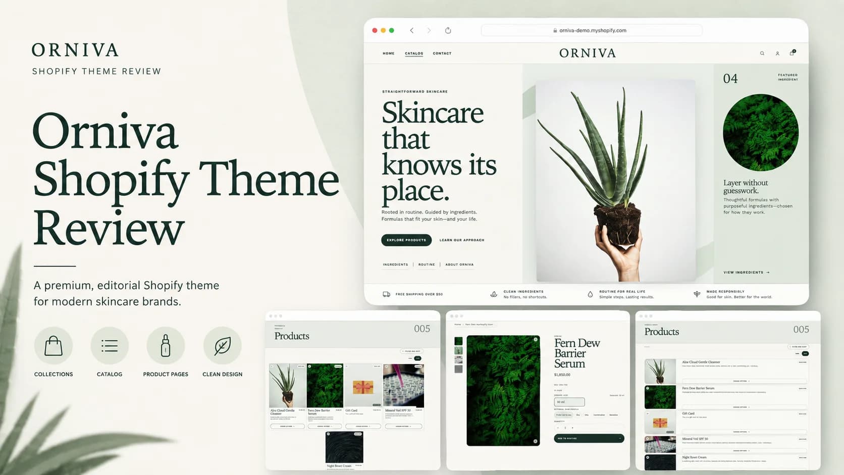 Orniva Shopify theme review for skincare wellness and clean beauty stores